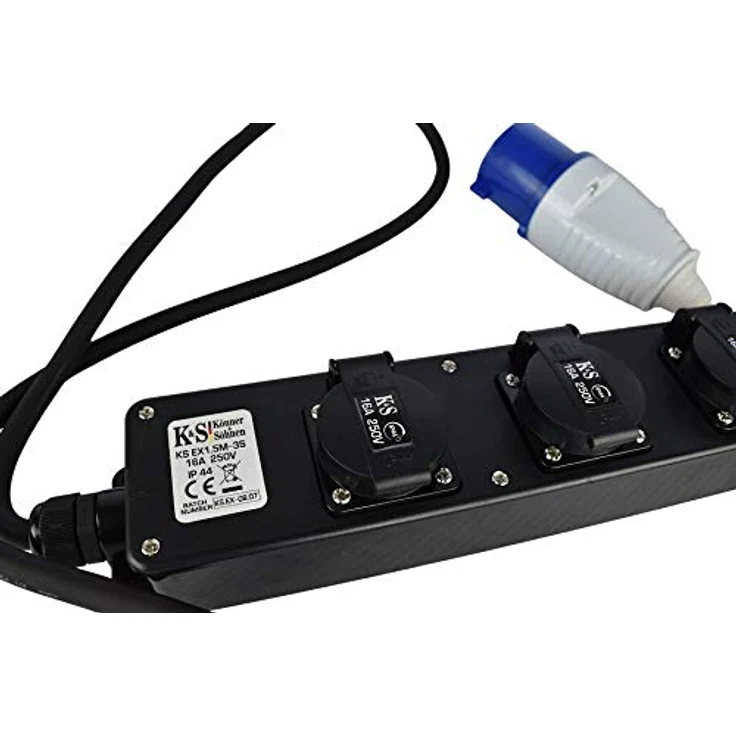 K&S Könner&Söhnen Verlängerungskabel Steckdosenadapter KS EX1.5M-3S, 5 kW Gesamtlast, für Innen- und Außenbereich, gummiert, schwarz – Bild 2
