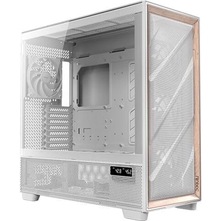 Antec Flux Pro PC-Gehäuse, Full-Tower E-ATX mit Tempered Glass, aluminium- und holzgerahmt, weiß, bis zu 3x 360mm Radiator Support – Bild 1