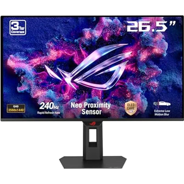 ASUS ROG Strix XG27AQDMES, 27 Zoll QD-OLED Gaming-Monitor, 1440p, 240 Hz, 0,03 ms, G-SYNC kompatibel, 99% DCI-P3, Neo Proximity Sensor, ASUS OLED Care Pro – Bild 1