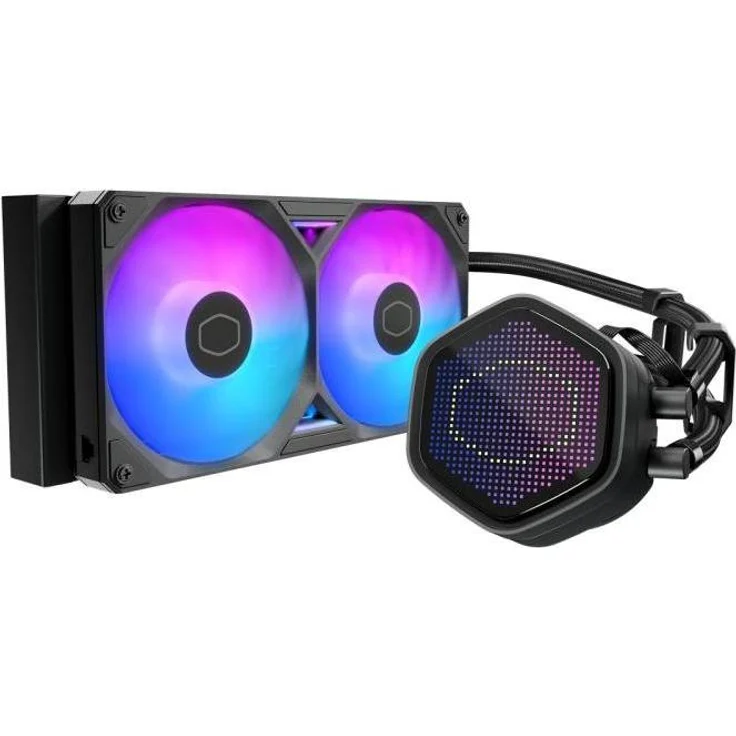 Cooler Master MasterLiquid 240 Atmos II Pixel LCD, CPU Wasserkühler mit RGB-Beleuchtung, dualen 120-mm-PWM-Lüftern und kompatibel mit Intel/AMD Socket, Schwarz