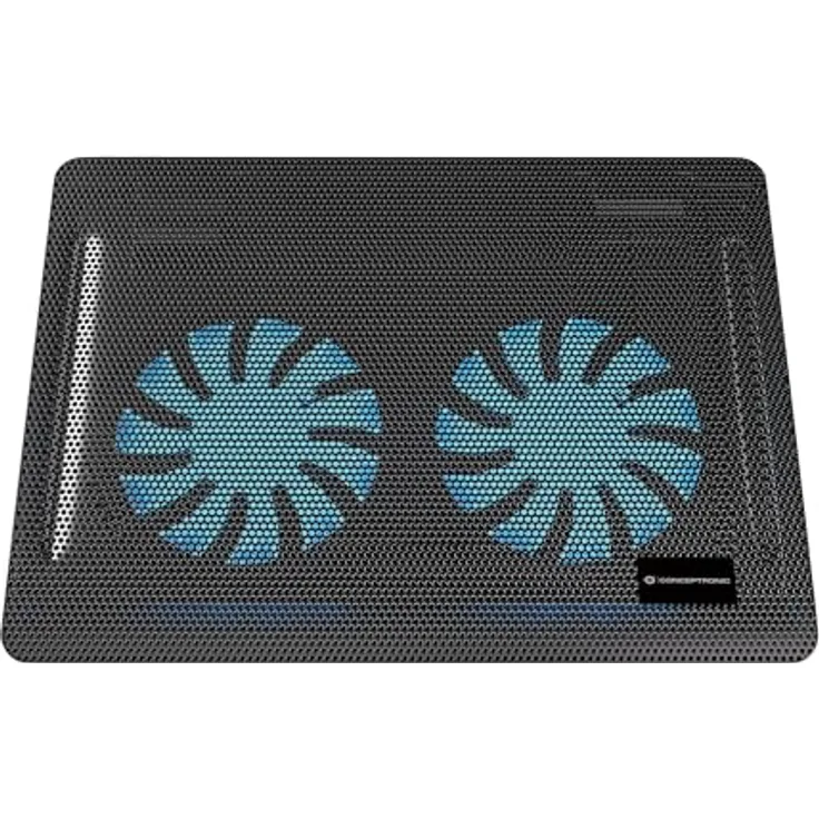 Conceptronic CNBCOOLPAD2F, Kühlsystem für Notebooks bis 15,6 Zoll, 2 ultraleise Lüfter, 2-stufige Höhenverstellung, schwarz