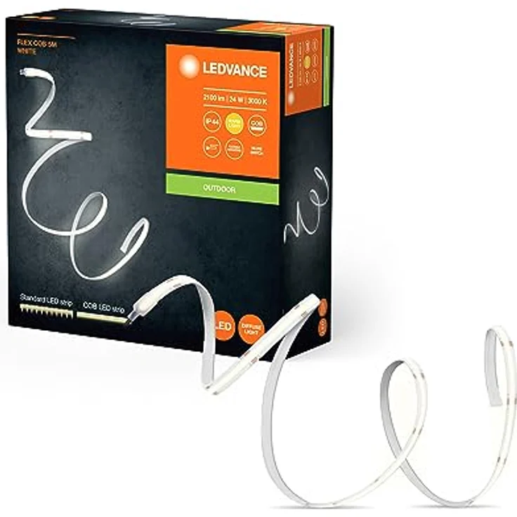 Ledvance FLEX COB OUTDOOR 5M LED-Streifen, weiß, 22W, 800lm, warmweißes Licht, COB-Technologie, homogene Lichtverteilung, lange Lebensdauer, einfache Montage, SchutzkIasse IP44, 3000K – Bild 4