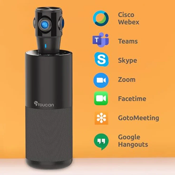 TOUCAN Video Conference System 360, Professionelle Plug-und-Play-USB-Webcam mit 360°-Kamera, omnidirektionalem Mikrofon, KI-Sprachverfolgung und klarem Audio-Lautsprecher für Videoanrufe zu Hause – Bild 3
