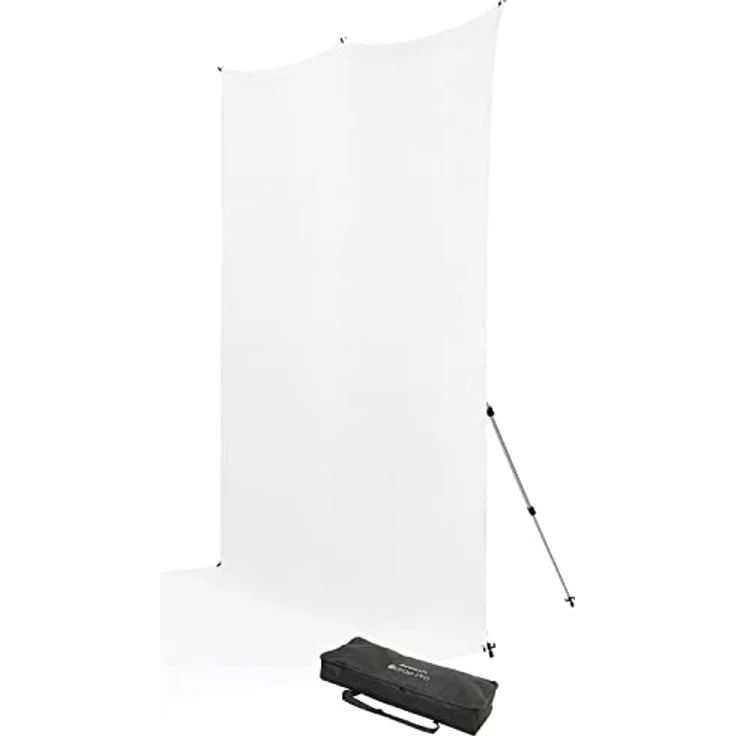 Westcott 2,4 x 33 cm High-Key White Sweep X-Drop Pro Knitterfreier Hintergrund-Set, Aluminiumrahmen, tragbar für Portraits, Gruppenfotos und Fotoautomaten – Bild 1
