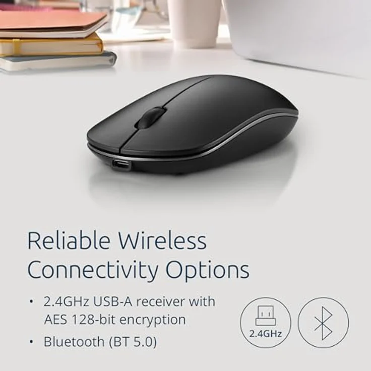 Kensington MY230 EQ Aufladbare Maus, kabellos, beidhändiges Design mit leisem klick, kompatibel mit Windows & macOS, Schwarz – Bild 3