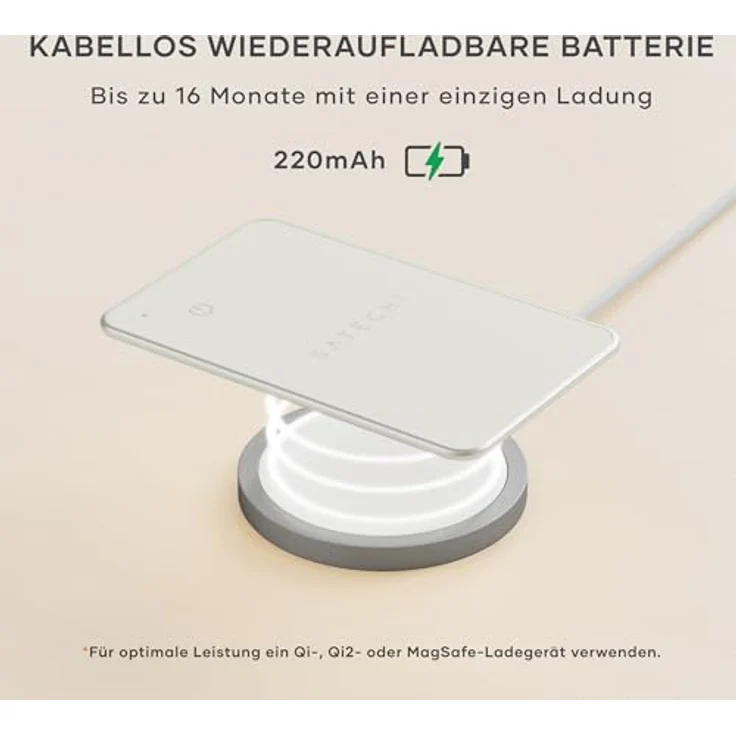 Satechi FindAll Portemonnaie Karte, Schlüsselfinder mit Apple Find My-Technologie, wasserfest, Beige – Bild 5