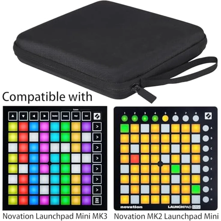 co2CREA Hart Reise Tasche für Novation Launchpad Mini MK3 / MK2, stoßfest, wasserdicht, EVA-Hülle mit Handtragriemen – Bild 3