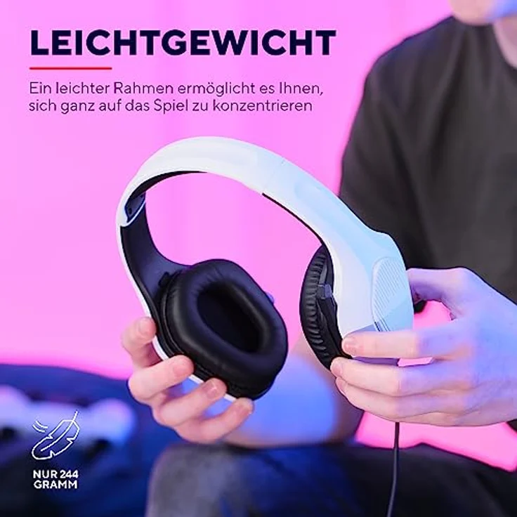 Trust Gaming GXT 415W Zirox Leichtes Gaming Headset mit 50-mm-Treiber für PC, Xbox, PS4, PS5, Switch, Mobile, 2-m-Kabel, 3,5-mm-Audioanschluss, Over-Ear Kopfhörer mit Kabel - Weiß – Bild 2