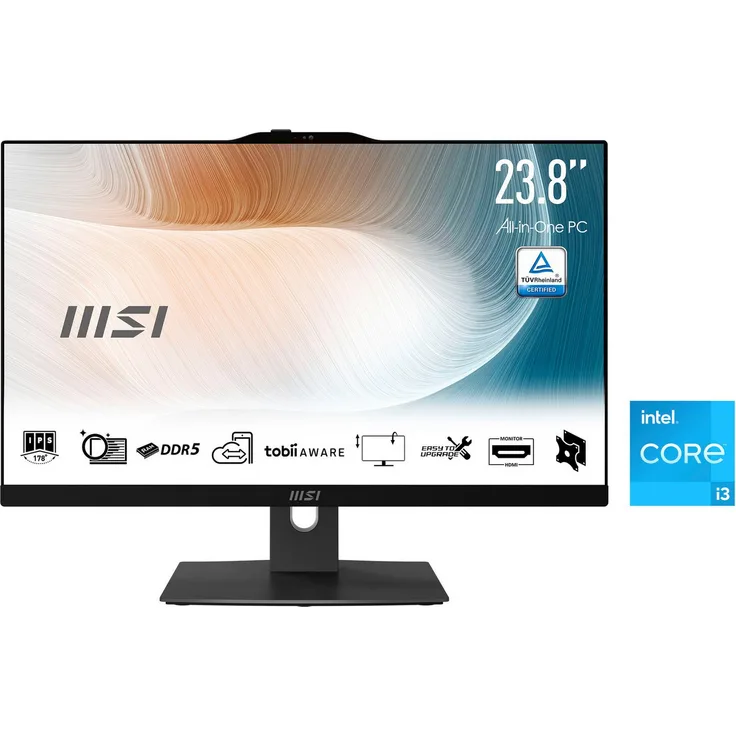 MSI Modern AM242P 1M-1870DE All-in-One PC, 23,8 Zoll, Intel Core i3-100U, 16 GB RAM, 256 GB SSD, Luftkühlung