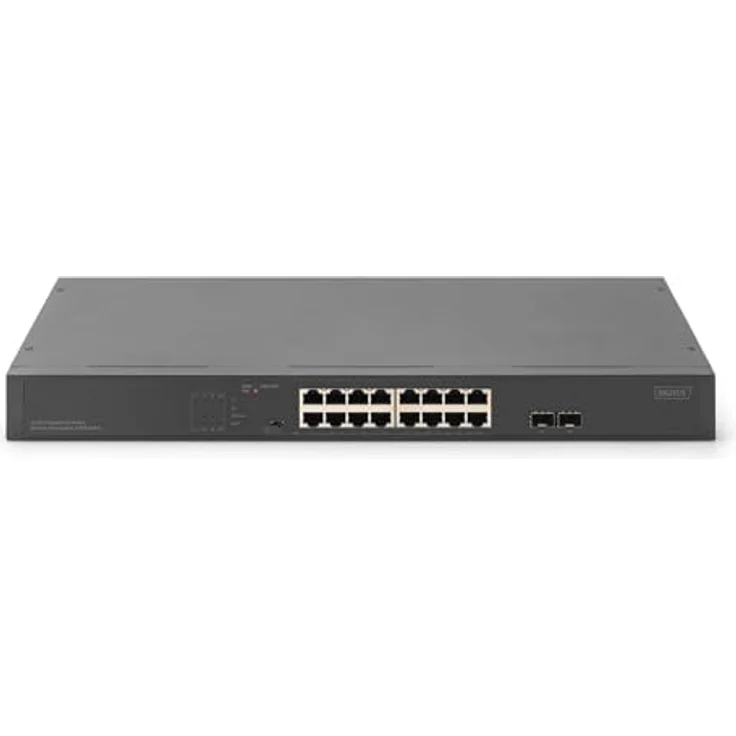 DIGITUS 19-Zoll PoE Netzwerk-Switch, 16-Port Gigabit + 2-Port Gigabit SFP, unmanaged, 250W PoE, VLAN, schwarz – Bild 5
