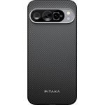 Pitaka MagEZ Case 5, ultraschlanke Smartphone-Hülle aus Aramid-Fasern für Google Pixel 9 & 9 Pro, schwarz/grau mit MagSafe-Kompatibilität und erhöhtem Kameraring