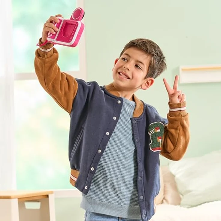 Vtech KidiZoom Print Cam pink, Digitalkamera mit eingebautem Thermodrucker und 110 Druckvorlagen – Bild 5