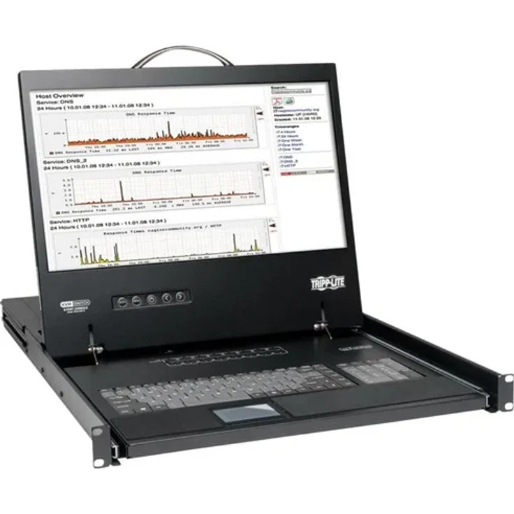 Eaton 16-Port Rack Console VGA KVM Switch, 19" LCD, 1U TAA, an Rack montierbar