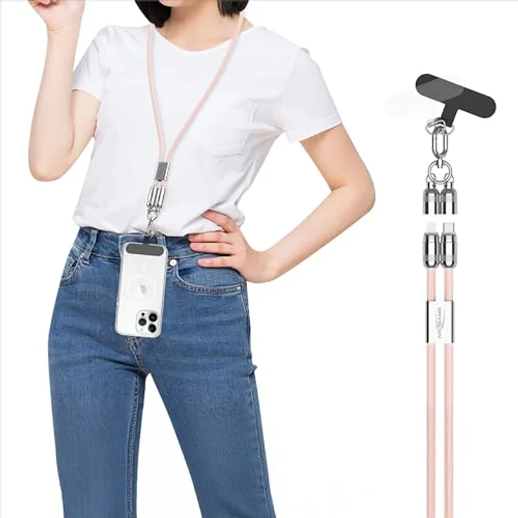 ANSMANN Handykette Lanyard USB C auf Lightning Kabel, 27W Ladeleistung mit Diebstahlschutz
