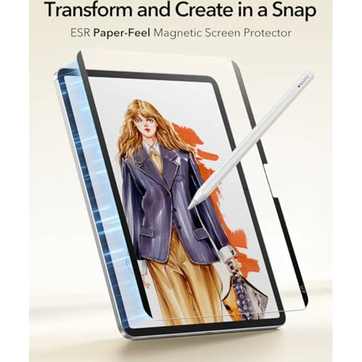 ESR Magnetisch Paper-Feel Schutzfolie für iPad Pro 13 Zoll M5/M4 (2025/2024), Abnehmbar, Matt Oberfläche, Kompatibel mit Panzer Schutz Glas – Bild 3