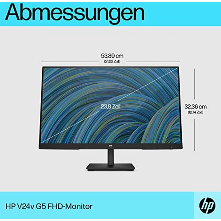 HP V24v G5 FHD Monitor 60,5 cm (23.8 Zoll), 1920 x 1080 Pixel (16:9), 75 Hz, AMD FreeSync, Joypad OSD Knopf, Blaulichtfiltermodus, Neigefunktion, Schwarz – Bild 2