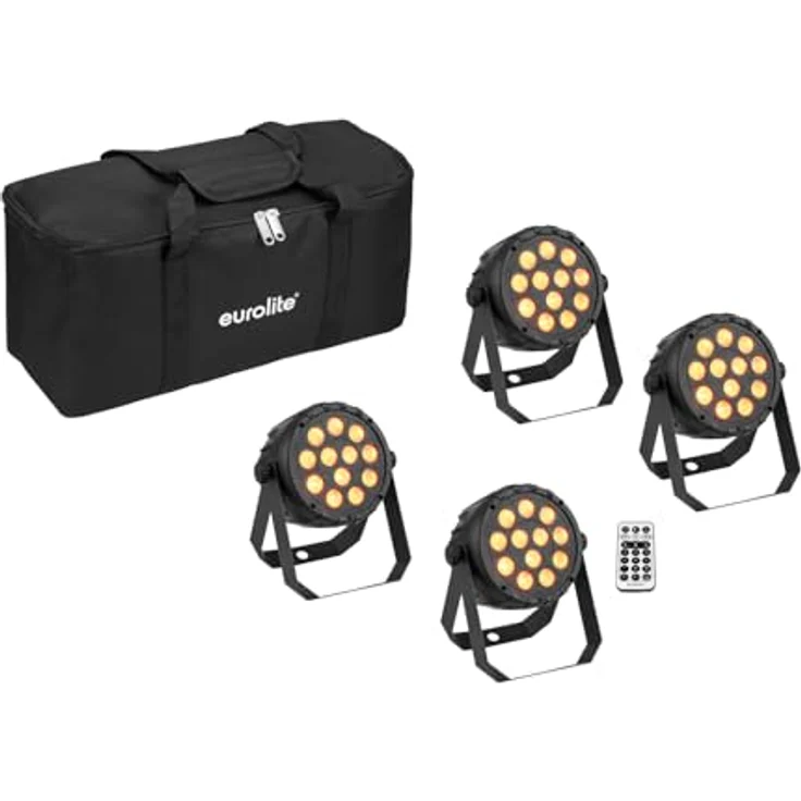 EUROLITE Set 4x LED PARty Spot Silent RGB/WW mit Softbag | Kompakter Scheinwerfer mit DMX-Steuerung und 12 x 5-W-COB-LED in RGB/WW – Bild 1