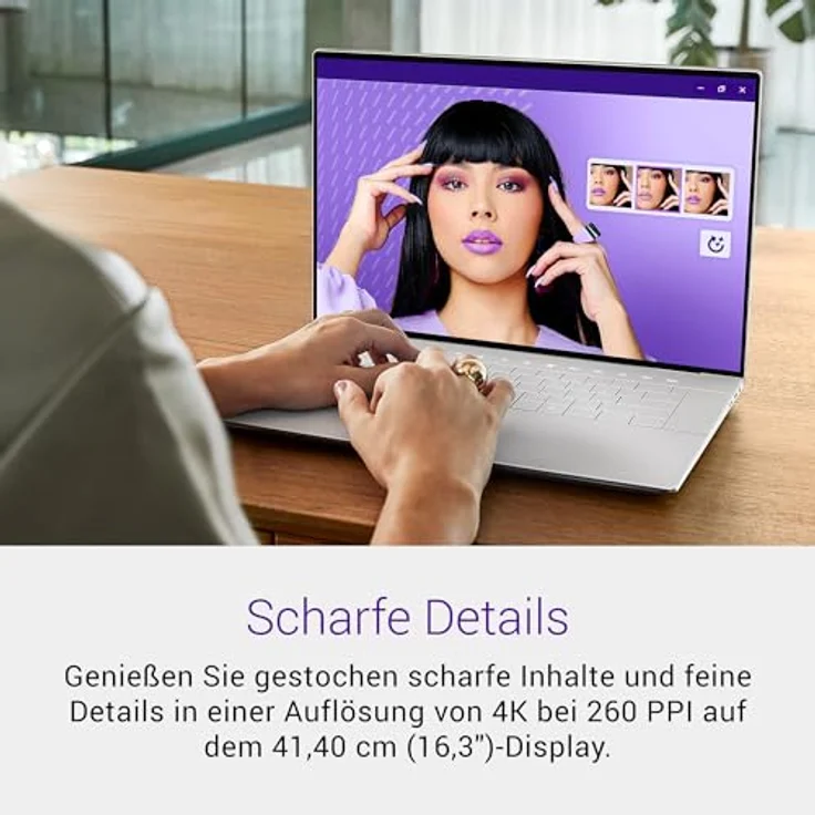 Dell 16 Premium Laptop DA16250, 16,3 Zoll 4K OLED Touchscreen, Intel Core Ultra 9 285H, NVIDIA GeForce RTX 5070, 32GB RAM, 1TB SSD, Windows 11 Home, Studio Audio, Deutsche Tastatur, Platinum – Bild 4
