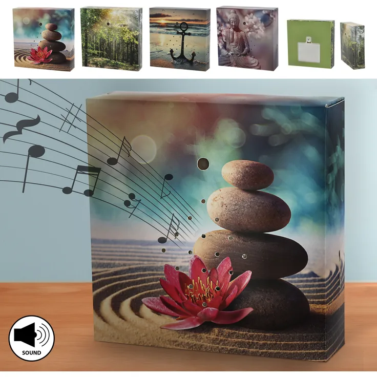 Cepewa Soundbox 4er Set Naturesound, Bewegungsmelder mit 4 natürlichen Klängen, 12x12x3,5 cm, mehrfarbig, batteriebetrieben