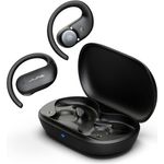JLab Open Sport Kopfhörer - Kabellose Open-Ear Sportkopfhörer mit Ohrbügeln, 26 Stunden Laufzeit, IP55 Schweißresistent, Bluetooth Multipoint, Schwarz
