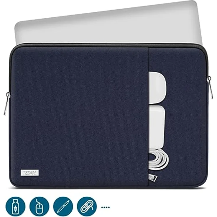 TECOOL Laptop Tasche Hülle für 12,3-13" Surface Pro und MacBook Air/Pro, wasserdichte Schutztasche mit 8 mm Polsterung, dunkelblau – Bild 2