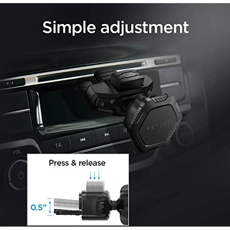 Spigen QS24, CD Slot Smartphone Halterung mit Neodym-Magnet, 360° drehbar, Schwarz – Bild 5