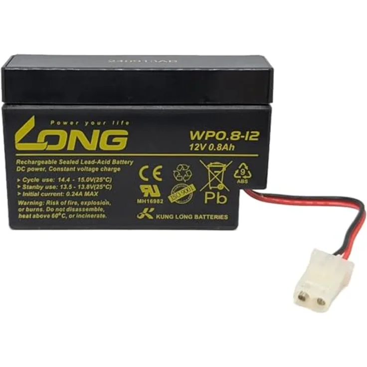 KUNG LONG Blei-Akkumulator WP0.8-12, 12 V-/0,8 Ah AGM VRLA Akku für Industrie- und Medizinanwendungen, wartungsfrei