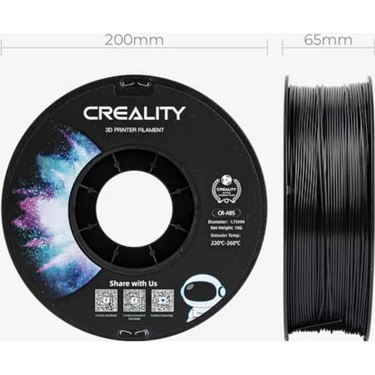 Creality CR-ABS Filament Schwarz, 1 kg, 1,75 mm, hohe Stabilität für präzisen 3D-Druck – Bild 3