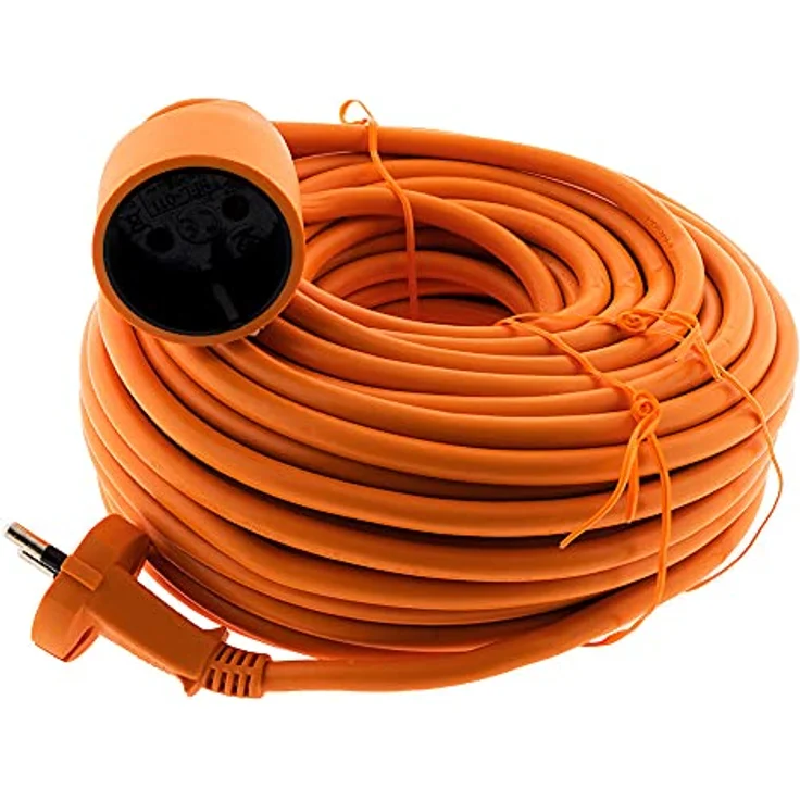 Zenitech Verlängerungskabel 16A HO5VV-F, 25m, 3680W, wetterfest, für Rasenmäher & Grills, orange, NF- & CE-zertifiziert – Bild 1