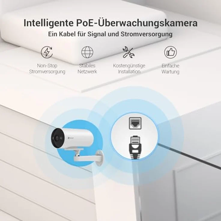EZVIZ H5 PoE, 2K Intelligente Außenüberwachungskamera mit Personen-/Fahrzeugerkennung, Farbnachtsicht, IP67 wasserdicht, 512 GB Speicher, WLAN IP Kamera mit Aktiver Verteidigung – Bild 3