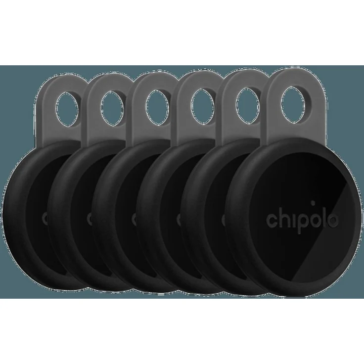 Chipolo LOOP 6-Pack, Wiederaufladbare Bluetooth-Tracker für Android und iOS, Schwarz mit 125 dB Signal und LED-Hilfe
