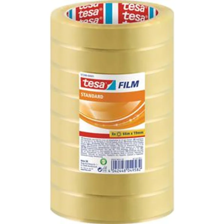 Tesa Klebeband 57208, tesafilm, 19mm x 66m, transparent, Kern-Ø 76mm, 8 Stück