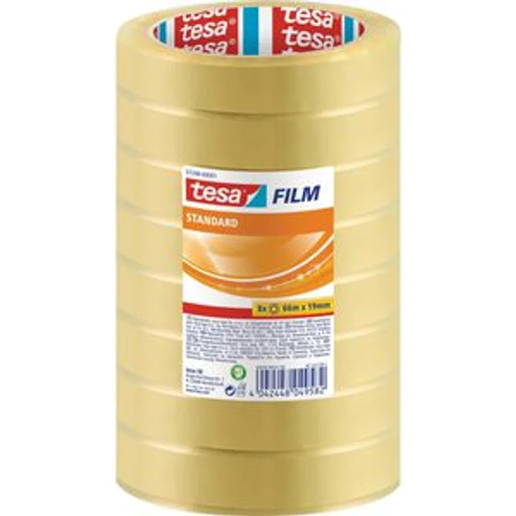 Tesa Klebeband 57208, tesafilm, 19mm x 66m, transparent, Kern-Ø 76mm, 8 Stück – Bild 1