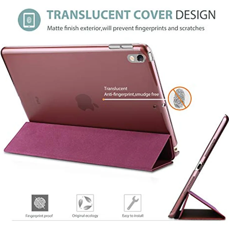 ProCase Hülle für 10,5 Zoll iPad Air 3 (2019) / iPad Pro (2017), ultra dünne, transluzente Schutzhülle mit Auto Schlafen/Wachen-Funktion - Wine – Bild 3