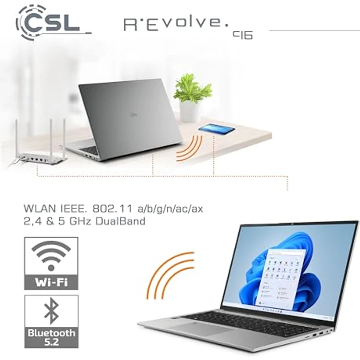 CSL R'Evolve C16, 16" Notebook mit Intel Core i5-1235U, 1000 GB SSD, 16 GB RAM, Grau – Bild 6