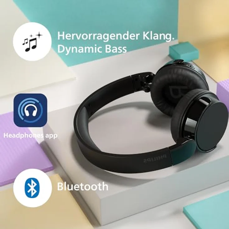 PHILIPS TAH4209PK Leichter ohraufliegender kabelloser Bluetooth-Kopfhörer mit passiver Geräuschisolierung – 55 Stunden Spielzeit, deutliche Anrufe, dynamischer Bass, 2 Stunden USB-C-Laden – Rosa – Bild 5