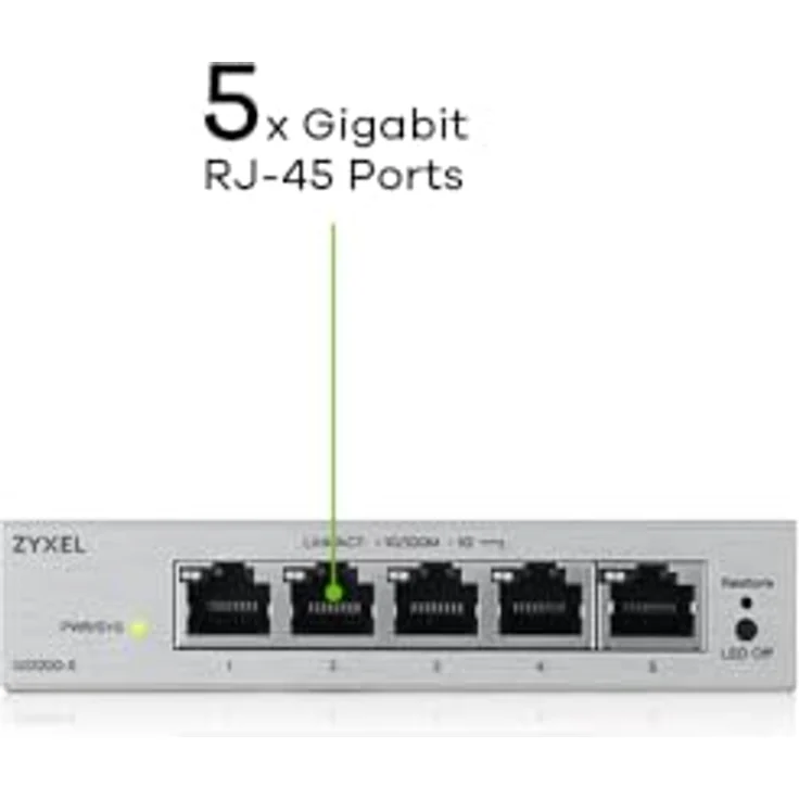 Zyxel GS1200-5v3, 5 Port Gigabit Netzwerk Switch, Web Managed mit QoS, Link Aggregation, VLAN, IGMP Snooping, Lüfterlos, Desktop – Bild 3