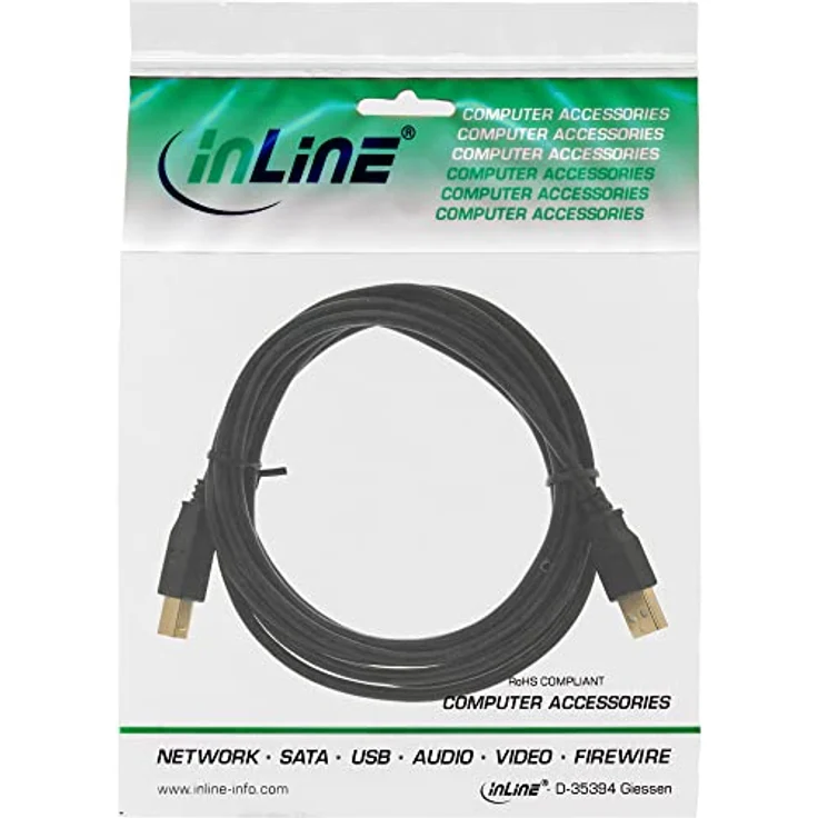 InLine 34511X USB 2.0 Kabel, A an B, schwarz, 1m – Bild 2