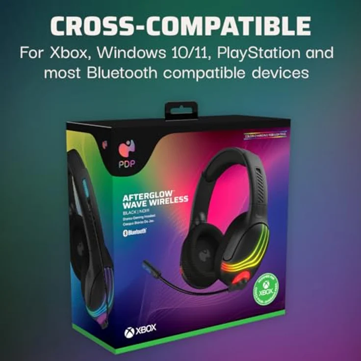 PDP Xbox Afterglow Wave Wireless Headset Black, Gaming-Headset mit individuell anpassbarer Beleuchtung und kabelloser Verbindung – Bild 5