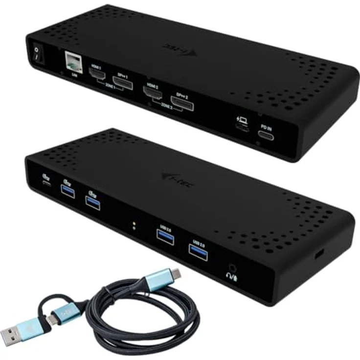 i-tec Universelle Dockingstation Dual 4K Display - 2X DisplayPort und 2X HDMI, 5X USB-Anschlüsse, in Schwarz – Bild 1