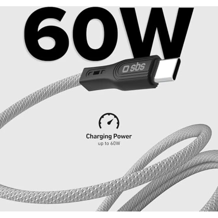 SBS Magnetisches USB-C-auf-USB-C-Kabel, 1 Meter, 60W Ladeleistung, grau – Bild 3