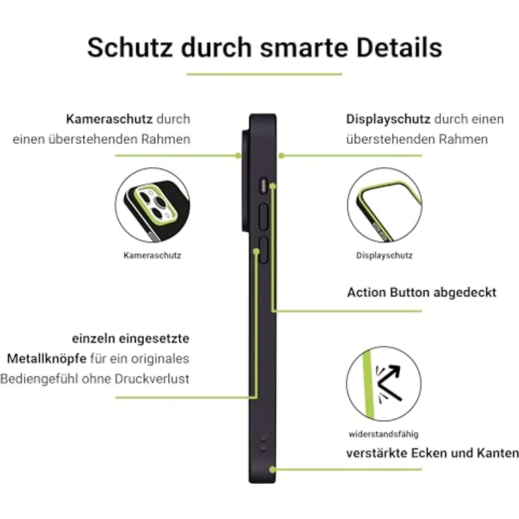 Artwizz IcedClip +Charge Hülle kompatibel mit iPhone 15 Pro - Mattes Vereistes Design, Rückseite mit Soft-Touch, Stoßfeste Schutzhülle, Night-Black – Bild 3