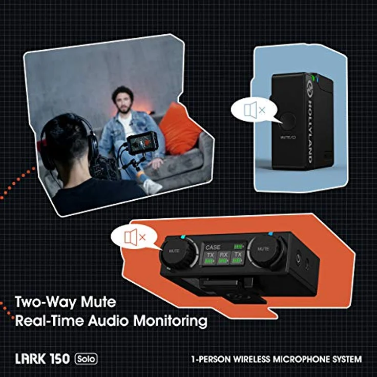 Hollyland Lark 150 Solo Mikrofon 1:1, Transmitter und Receiver mit 100m Übertragungsdistanz, intelligente DSP-Rauschunterdrückung, Ladekoffer und Echtzeit-Klangüberwachung – Bild 10