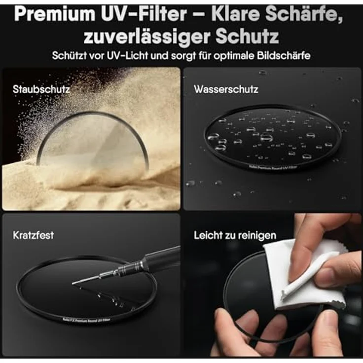 Rollei Premium Rundfilter UV 72 mm - UV Filter und Schutzfilter mit Aluminium-Ring aus Gorilla Glas mit spezieller Beschichtung - Größe: 72 mm – Bild 5