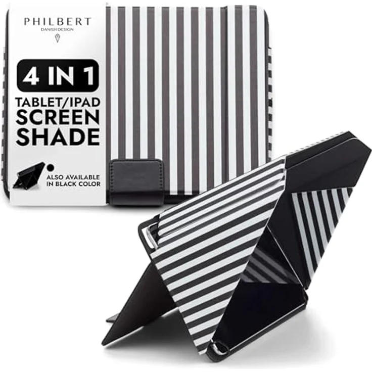 Philbert Danish Design 4 in 1 Tablet Sun Shade Lux Cover mit integrierter Hood. Sonnenschutz, Datenschutz, Hitzeschutz und Kontrastverstärkung. Gestreift. – Bild 1