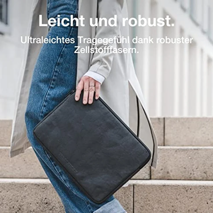 Woodcessories - Nachhaltige Laptoptasche kompatibel mit MacBook 11-14 Zoll Hülle Schwarz - aus Papier – Bild 5