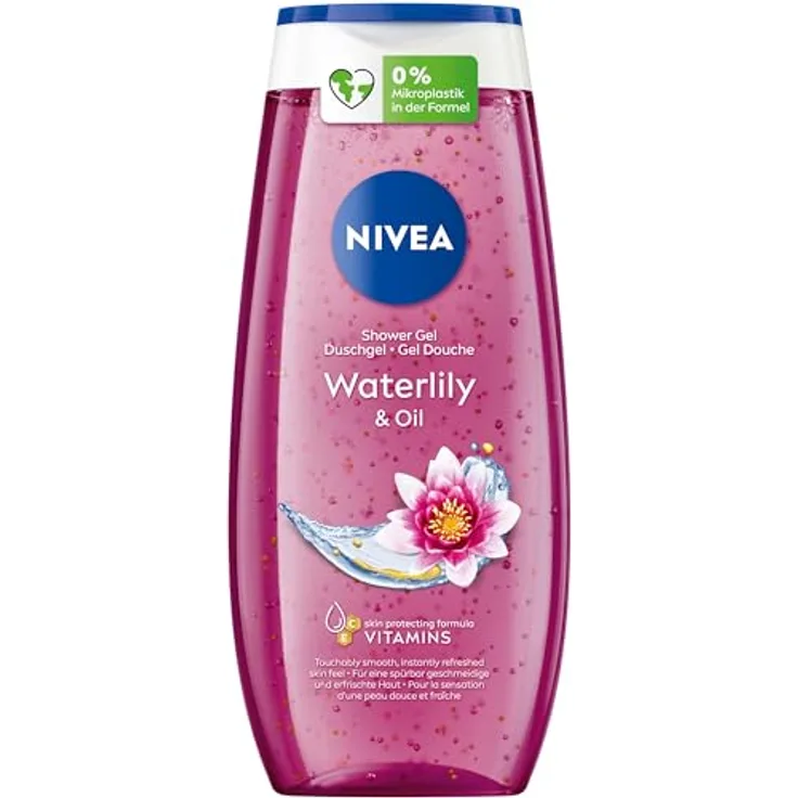 NIVEA Waterlily & Oil Duschgel (250 ml), pH-hautneutrale Pflegedusche mit frischem Duft nach Wasserlilie, verwöhnende Dusche mit pflegenden Ölperlen