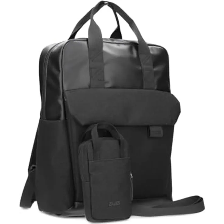 Zwei Laptoprucksack Lou LUR160, 10L mit gepolstertem Laptopfach und abnehmbarer Umhängetasche, schwarz