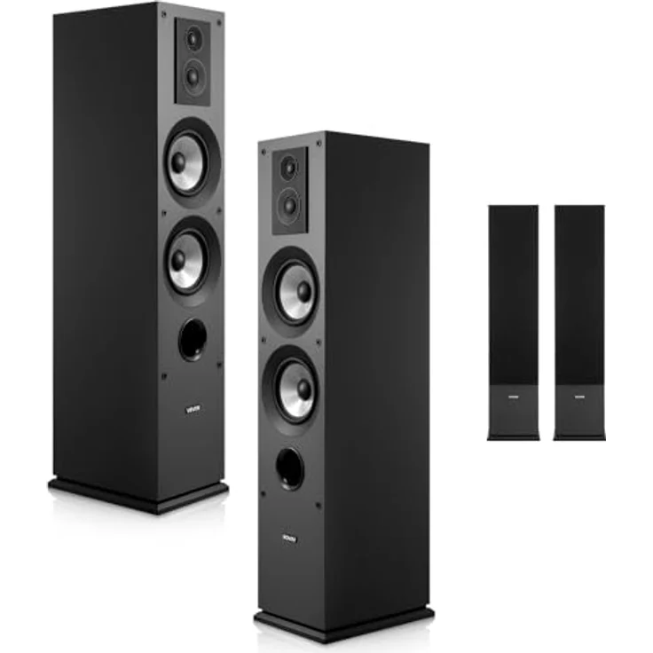 VEVOR Standlautsprecher Paar, 3-Wege-System mit 1,91 cm & 2,54 cm Hochtöner, zwei 13,34 cm Tieftöner, 145 W Spitzenleistung, Frequenzgang 70 Hz–20 kHz, MDF-Gehäuse für Home-Audio – Bild 1