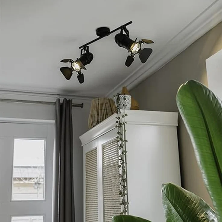 QAZQA Industrie Vintage Deckenstrahler 2-flammig-Licht schwarz mit Ventilen Film Wohnzimmer Schlafzimmer Edelstahl R – Bild 2